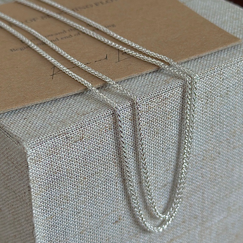Wholesale 925 Sterling Silver Wheat Braided Rope Chain Long Sweater Necklace