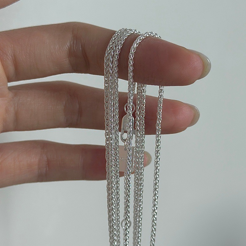 Wholesale 925 Sterling Silver Wheat Braided Rope Chain Long Sweater Necklace - Image 3