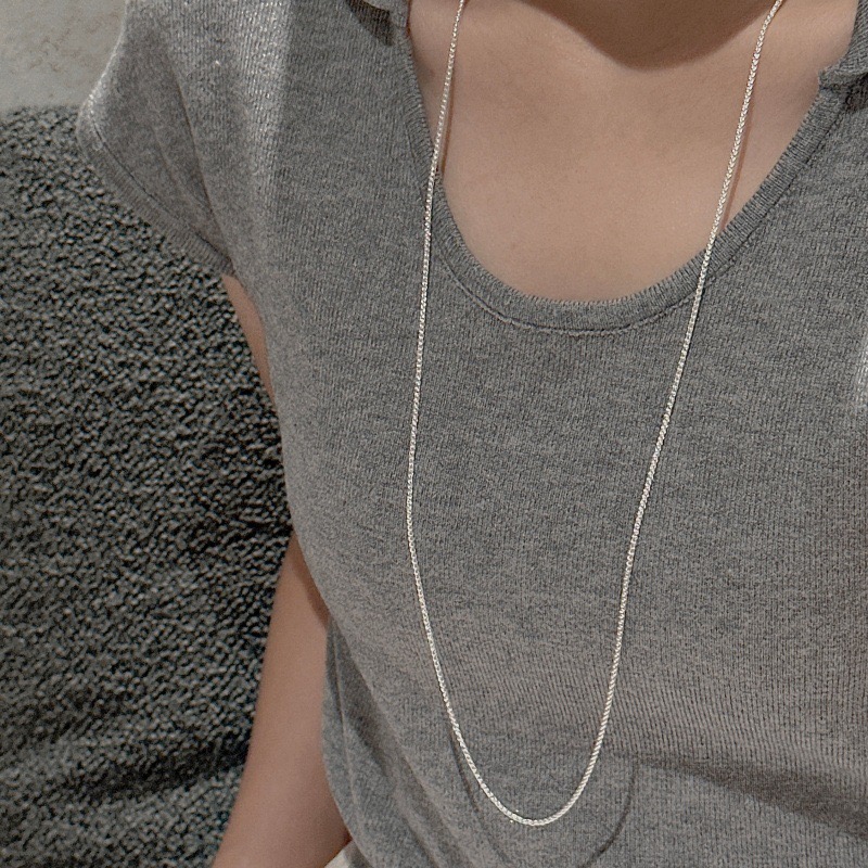 Wholesale 925 Sterling Silver Wheat Braided Rope Chain Long Sweater Necklace - Image 5