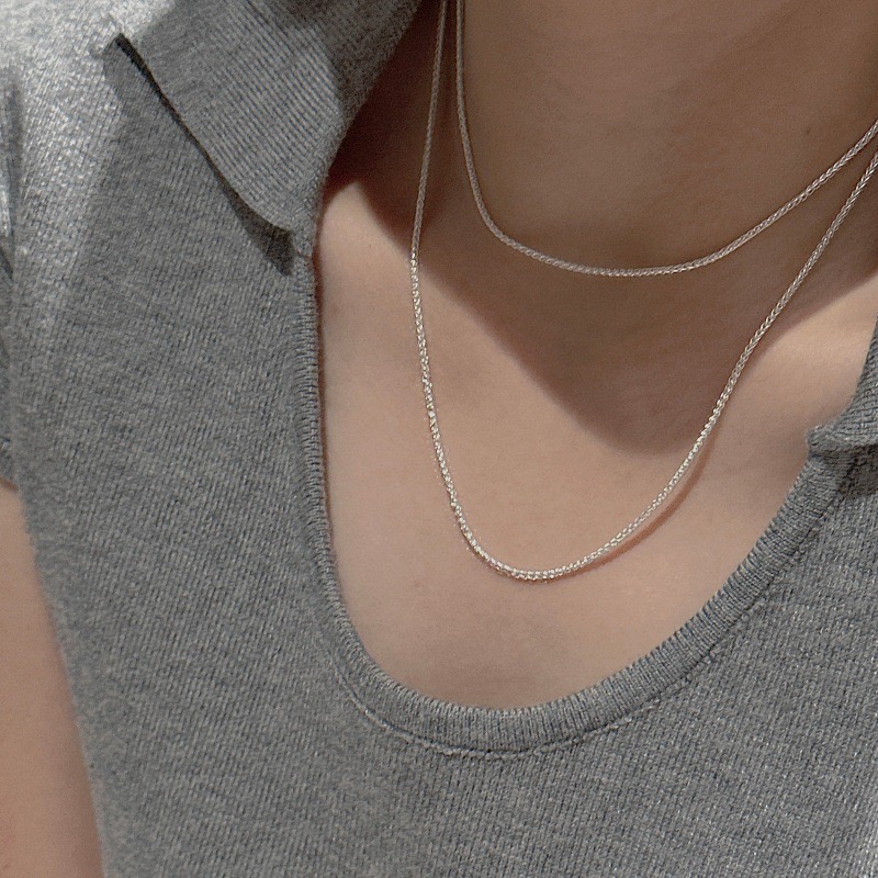 Wholesale 925 Sterling Silver Wheat Braided Rope Chain Long Sweater Necklace - Image 4