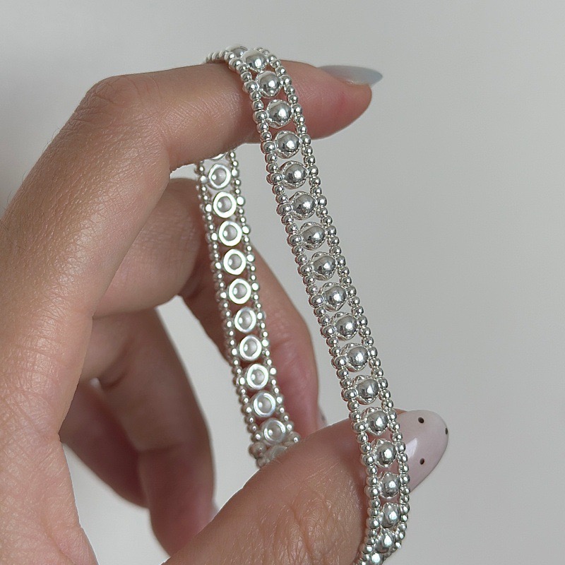 Wholesale 925 Sterling Silver Multi-row Ball Bead Elastic Stretch Bracelet & Ring Set - Image 5