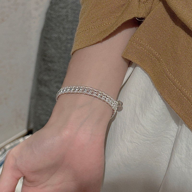 Wholesale 925 Sterling Silver Multi-row Ball Bead Elastic Stretch Bracelet & Ring Set - Image 8