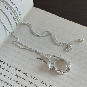 Wholesale 925 Sterling Silver Teapot Pendant Dainty Kettle Charm Long Necklace