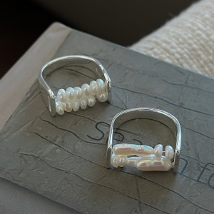 Wholesale 925 Sterling Silver  Baroque Freshwater Pearls Minimalist Stacking Ring