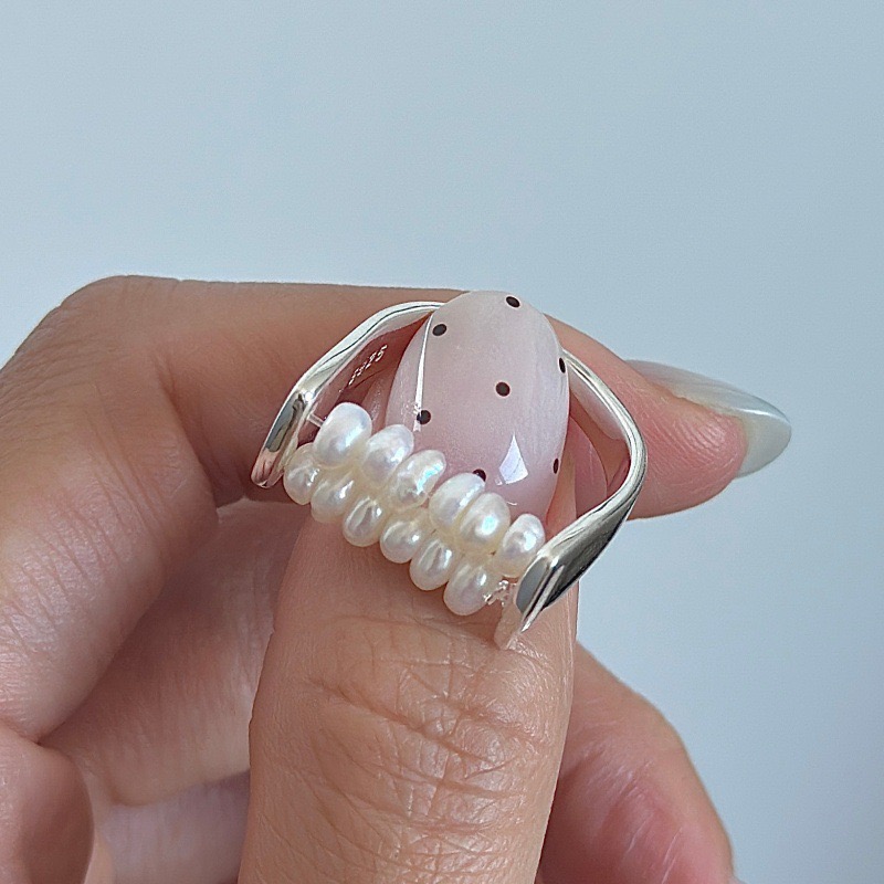 Wholesale 925 Sterling Silver Baroque Freshwater Pearls Minimalist Stacking Ring - Image 3