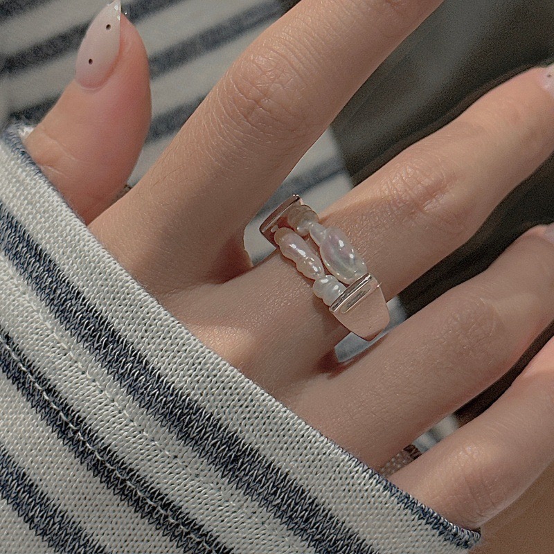 Wholesale 925 Sterling Silver Baroque Freshwater Pearls Minimalist Stacking Ring - Image 5