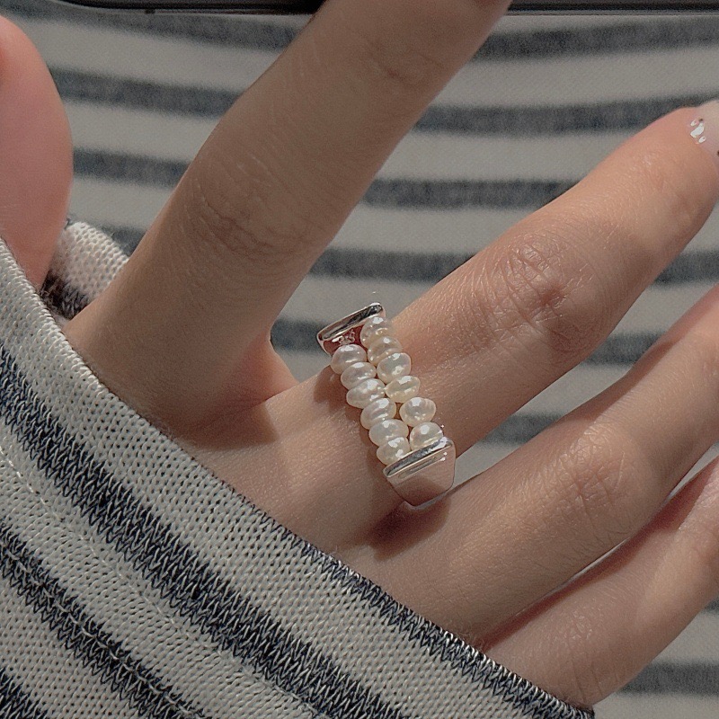 Wholesale 925 Sterling Silver Baroque Freshwater Pearls Minimalist Stacking Ring - Image 6