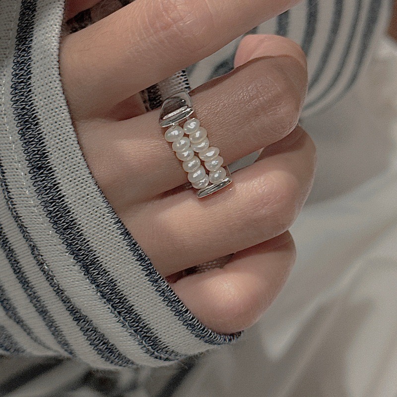 Wholesale 925 Sterling Silver Baroque Freshwater Pearls Minimalist Stacking Ring - Image 4